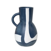 Blue + White Abstract Pitcher Vase